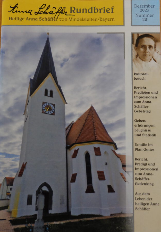 Anna Schäffer Rundbrief Dezember 2023